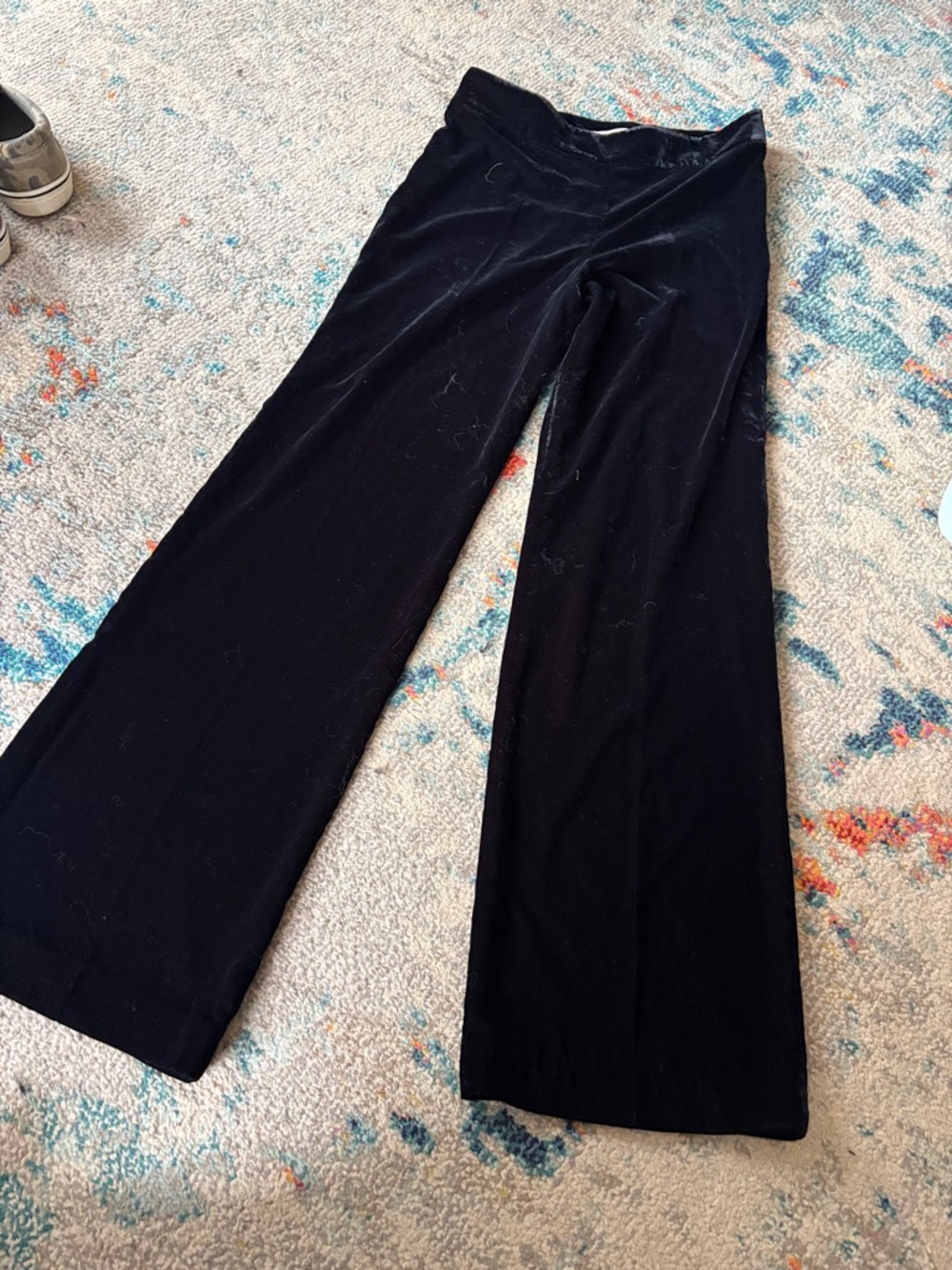 Zara Black Velvet Wide-Leg Pants